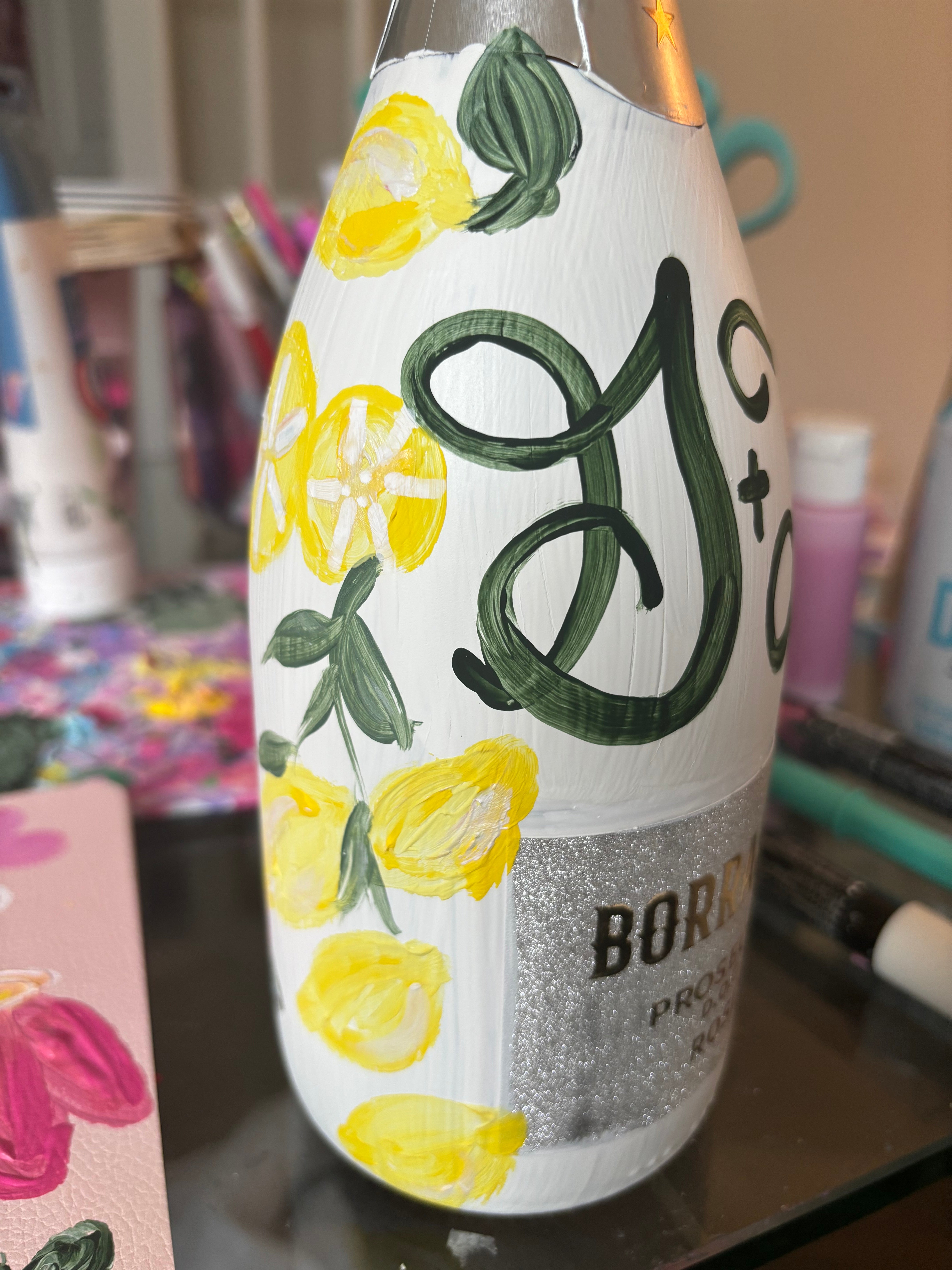 Custom Painted Champagne Bottle