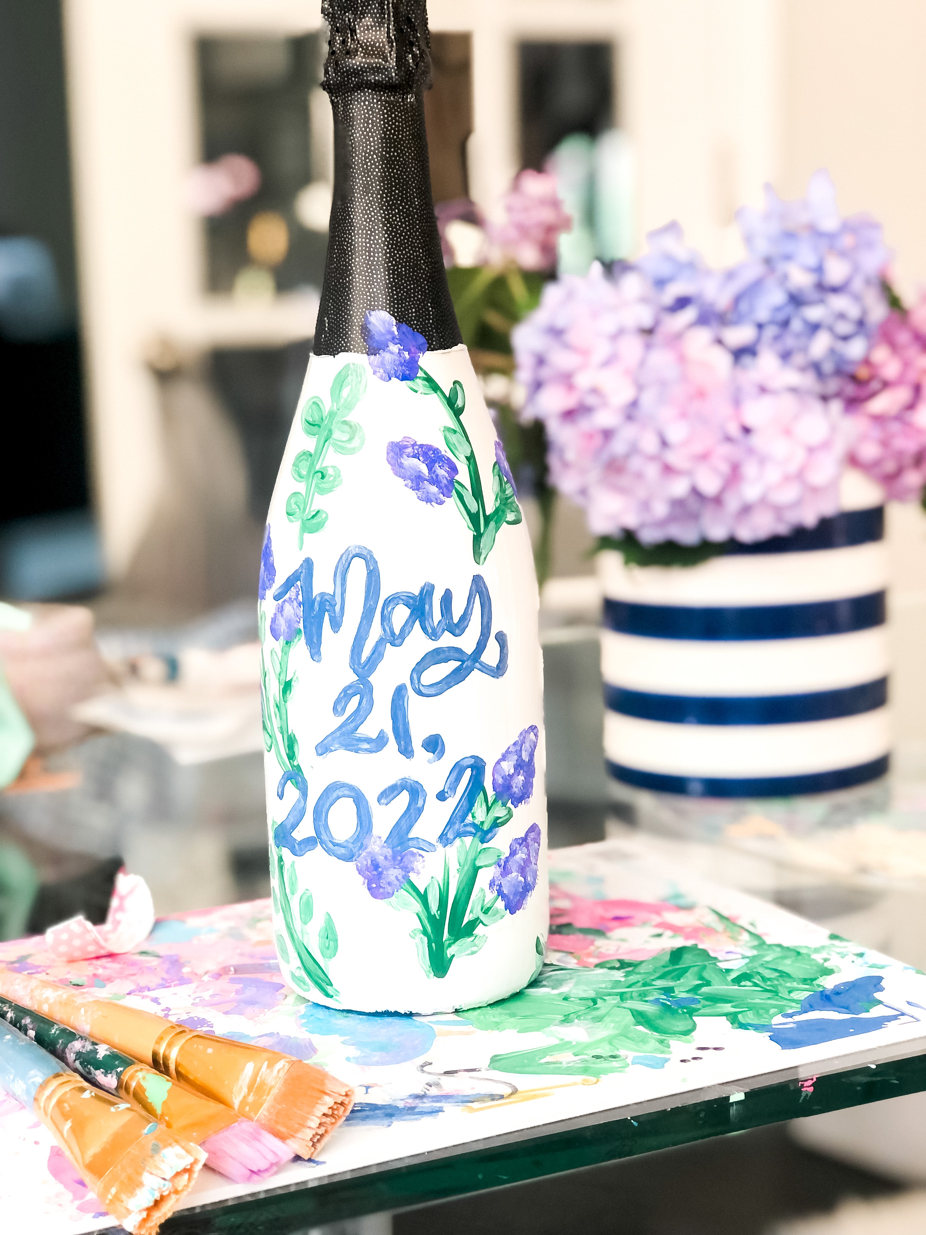 Custom Painted Champagne Bottle